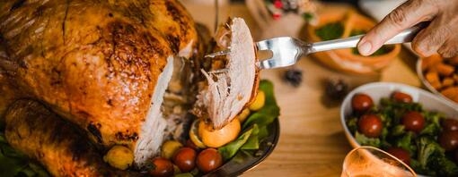 Person carving a turkey